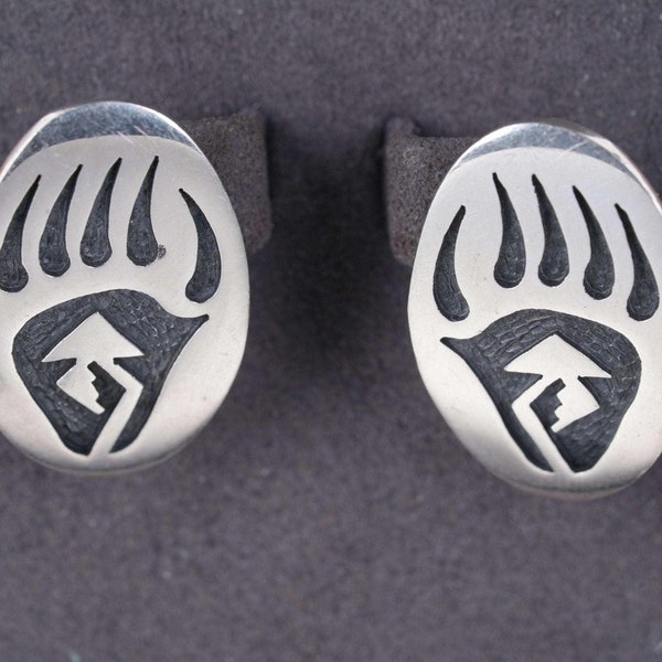 Steven Sockyma Hopi Overlay Style Sterling silver earrings