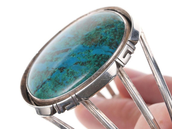 James Shay Navajo Sterling Chrysocolla cuff brace… - image 3