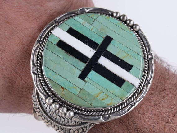 Important Jeanette Dale Native American Navajo #8 Turquoise Sterling Silver Bracelet Cuff Important Jeanette Dale Native American Navajo #8 Turquoise Sterling Silver Bracelet Cuff