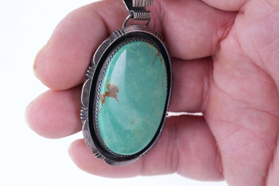 Vintage Navajo Sterling/turquoise pendant - image 4