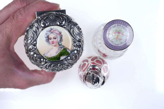 c1900 Art Nouveau Sterling and Crystal perfume bo… - image 9