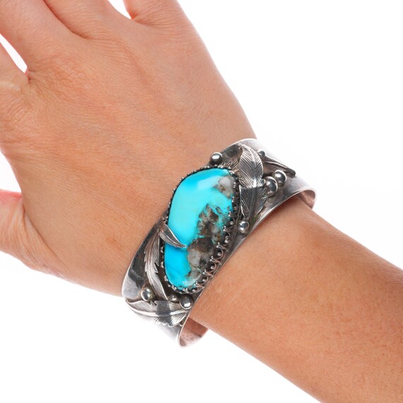 VINTAGE 60s〜70s Navajo Turquoise Bangle 1970's Vintage Navajo Bezel Set Turquoise Cuff Bracelet - Etsy