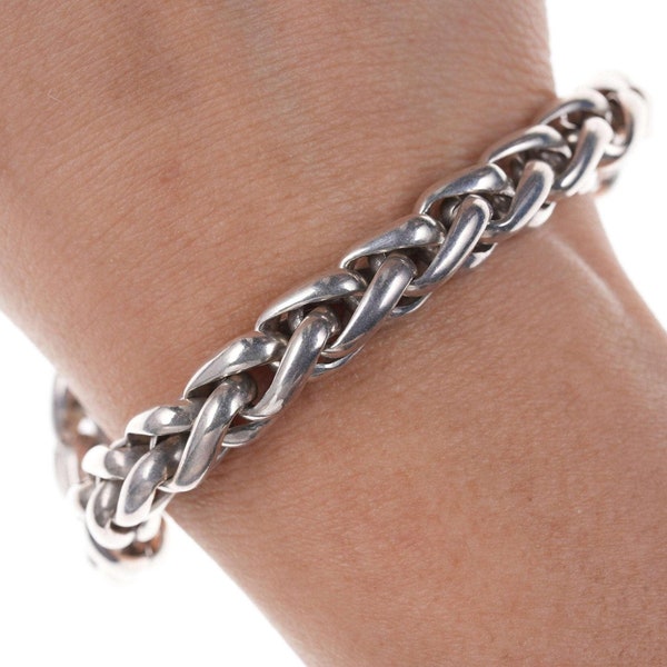 Heavy Vintage Sterling  woven link bracelet