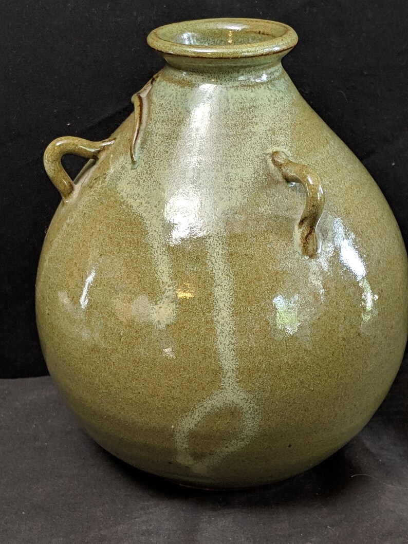 Don Bebout Texas Folk Pottery Vase With Lizard 6.5