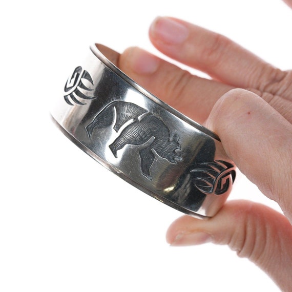 6.75" George Phillips Hopi Overlay Silver cuff br… - image 2
