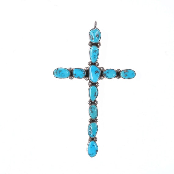 Large Navajo Sterling and  kingman turquoise cross