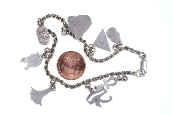 Vintage Egyptian Silver charm bracelet - image 2