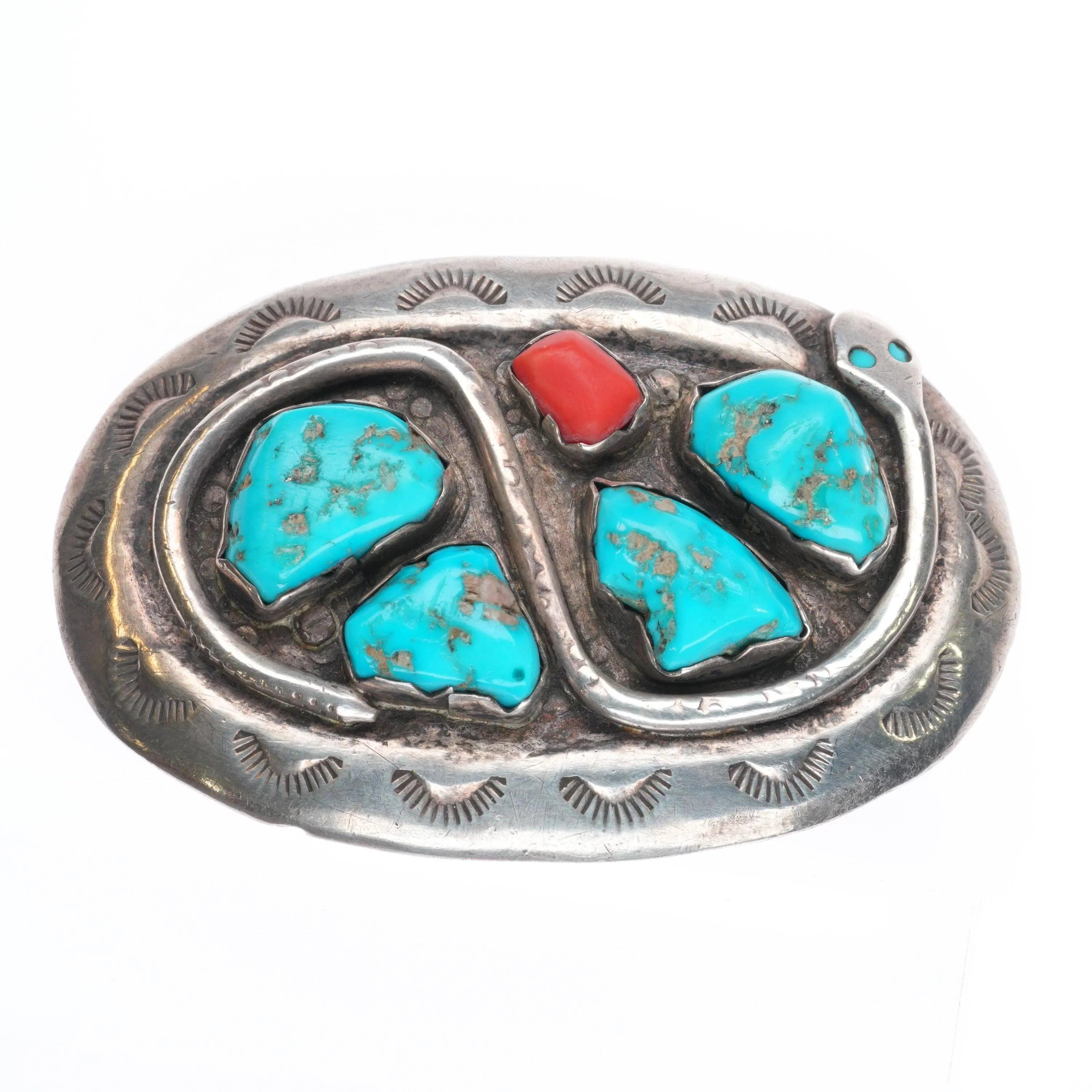 ズニ　エフィーカラバサ　バックル　ターコイズ　シルバー zuni ズニ族 ヴィンテージ エフィー カラバザ ズニ スターリングシルバー