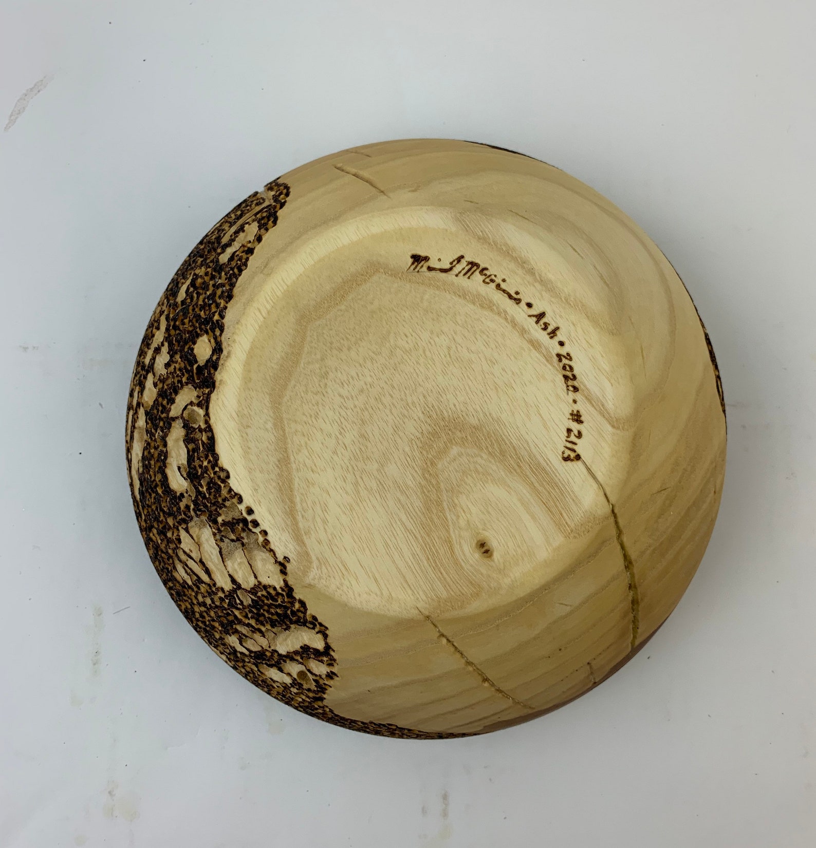 Unique Ash Bowl Item 2113 that has pyrography wood burn Etsy