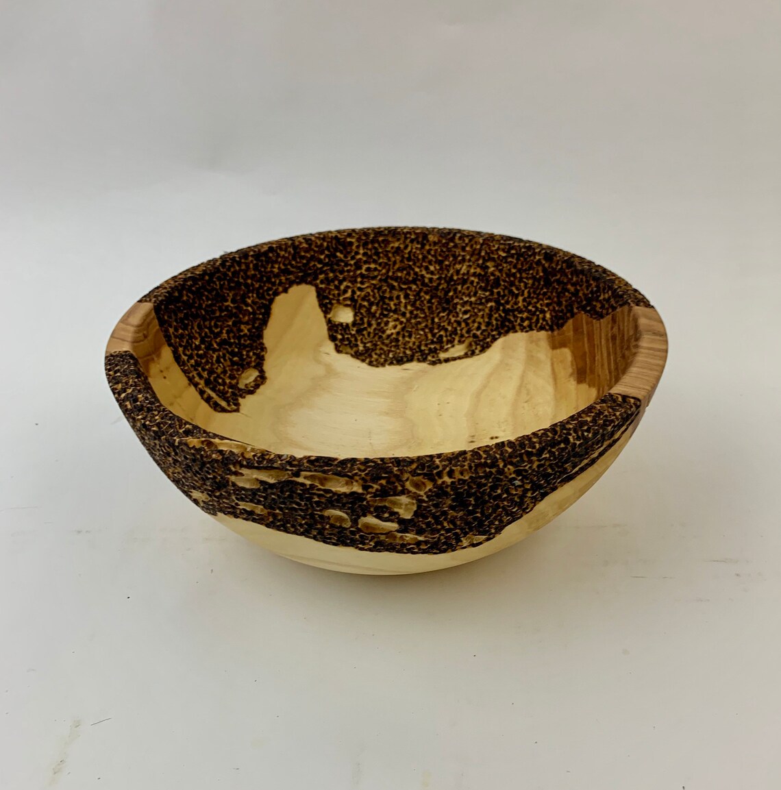 Unique Ash Bowl Item 2113 that has pyrography wood burn Etsy