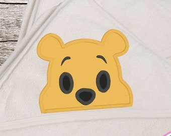 Winnie - The - Pooh peeker, embroidery, design, hooded towel, peeker, bear, honey, gift, clothing, digital file