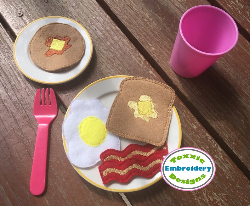 ITH Felt Breakfast Play Food Set Machine Embroidery Design Etsy
