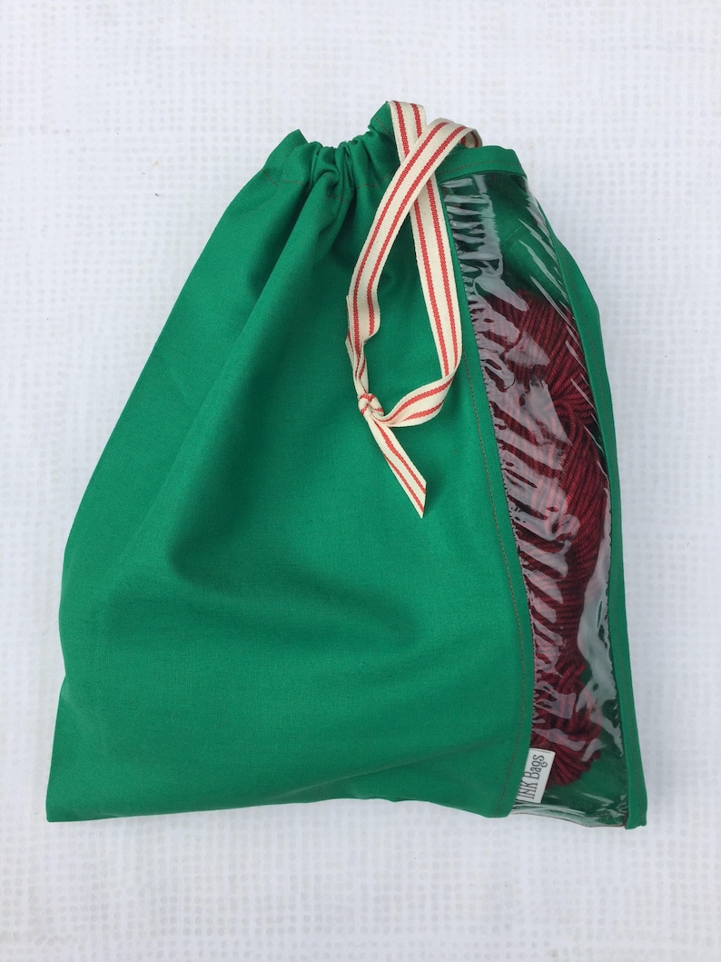 Christmas Green Peek-A-Boo INK Bag with Red Striped Ribbon