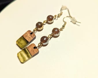 Green and Gold Earrings