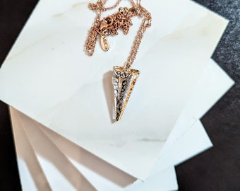 Bronze crackle-inspired pendant w/Rose Gold necklace
