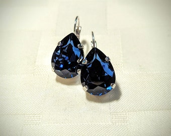 Crystal Sapphire Drop Earrings