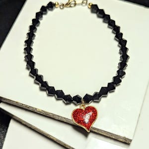 Black Wire Bracelet w/Heart Charm