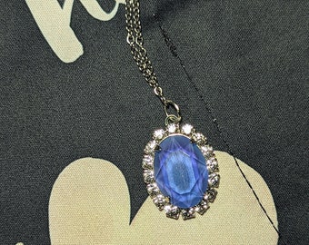 Sapphire Frost Crystal w/Fashion Crystal setting Necklace