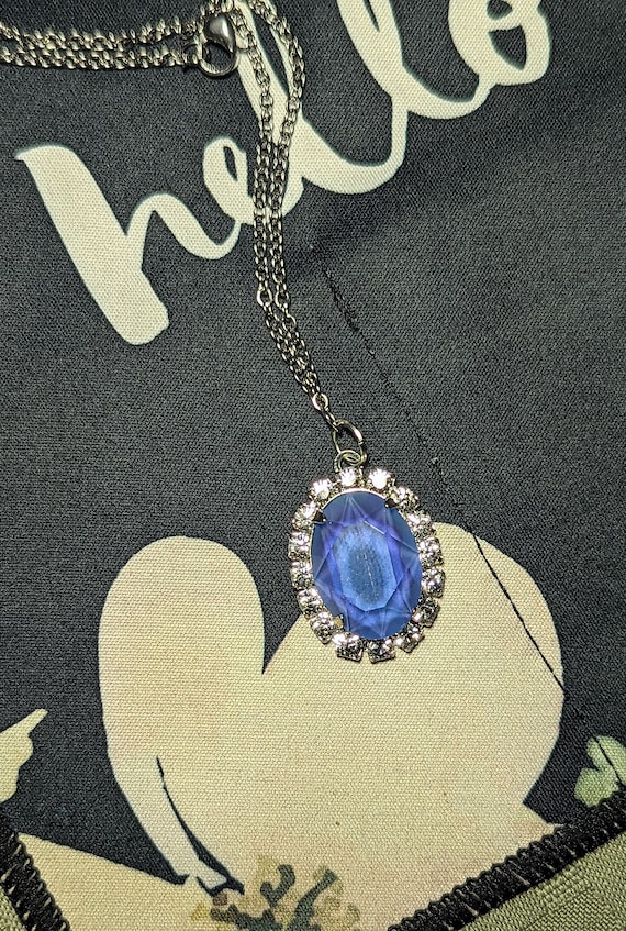 Sapphire Frost Crystal W/fashion Crystal Setting Necklace