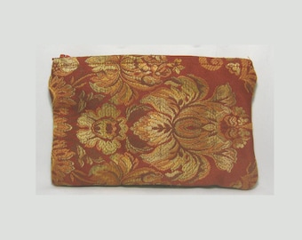 Orange & Gold BROCADE Tarot Zipper Case - Ready to ship!  bag, card case, pouch, Tarot, oracle, divination, runes, Lenormand, fall colors