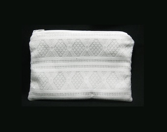 White & Metallic Silver BROCADE Tarot Zipper Case - Ready to ship!  bag, card case, pouch, Tarot, oracle, divination, runes, Lenormand