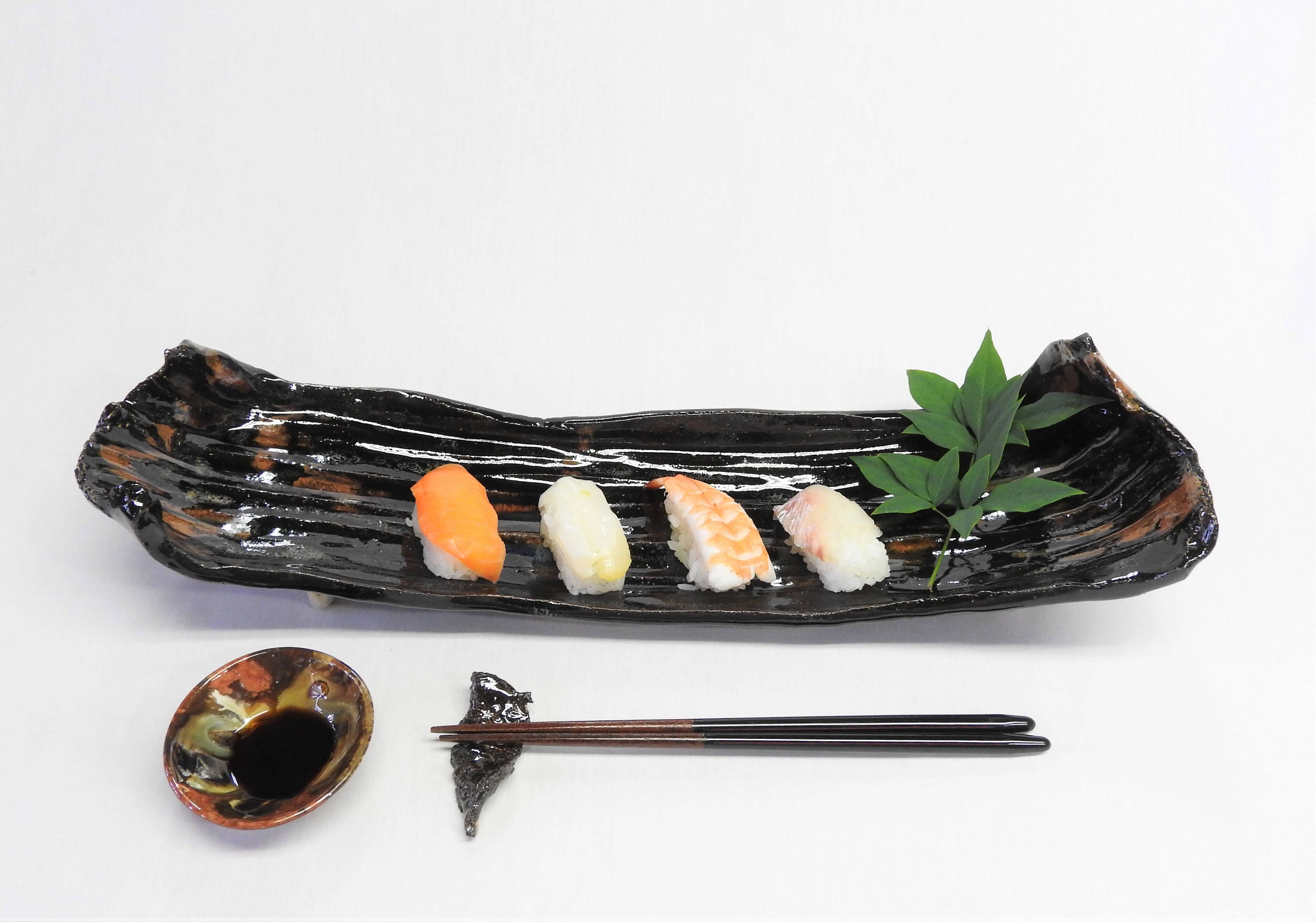 Ceramic Sushi Plate Long Ceramic Plate Japanese Ceramics Etsy