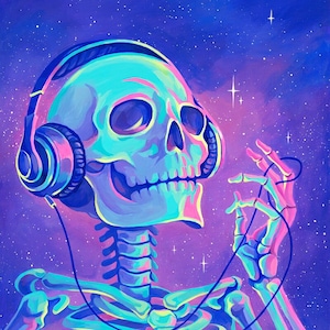 Lofi for Skeletons Canvas Print - 16x24 - 24x36 - Skull