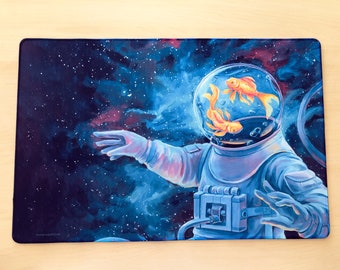 Star Fish Desk Mat, Space Astronaut Goldfish Mousepad XL, Gaming Pad Office Decor, Deskmat