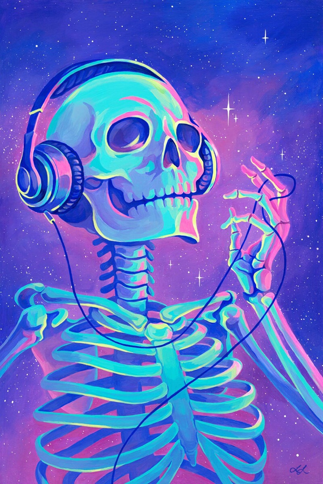 Lofi for Skeletons Canvas Print - 16x24 - 24x36 - Skull Music Jams