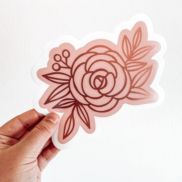 Layered Floral Line Art Roses Vinyl Decal *FREE SHIPPING* Vinyl Stickers for hydros, water bottles, Yeti, Laptop, car, journals, & More