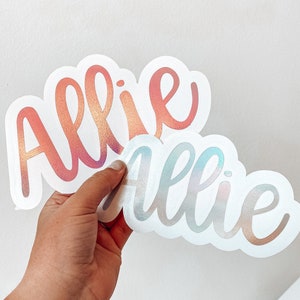 LUNA Font // Custom Vinyl Name Decal // Vinyl Stickers // Holographic Name Decal // Name Decal // Custom Decal // Sweetly Ashlyn