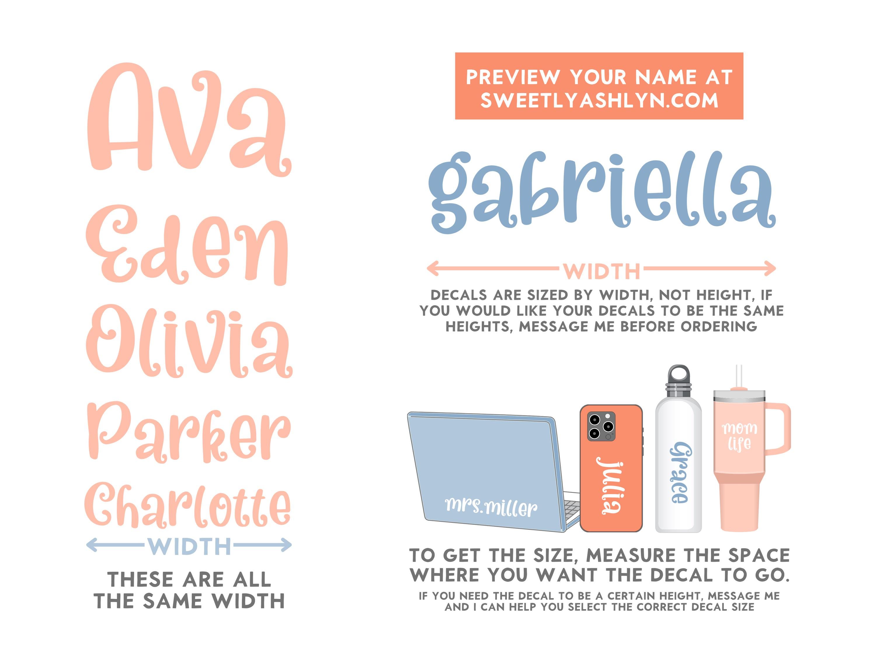 ELOISE Font // Custom Vinyl Name Decal // Girly Name Sticker // Kids ...