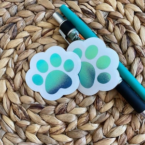 2 Pack Paw Print Decals // Holographic or Solid Vinyl Stickers for Laptops, Tumblers, or Water Bottles // Dog or Cat Paw Design