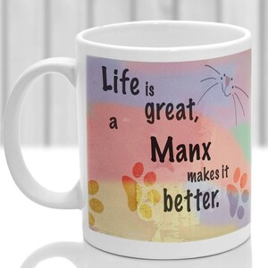 Manx cat mug, Manx cat gift, ideal present for cat lover