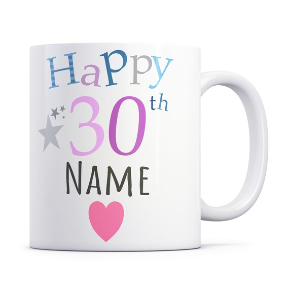 YINGD Tazza personalizzabile per il 30° compleanno, con scritta in lingua inglese Add Name, motivo: palloncini di compleanno