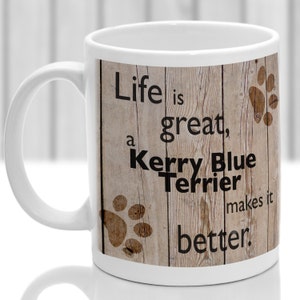 Kerry Blue Terrier dog mug, Kerry Blue Terrier dog gift, dog breed mug, ideal present for dog lover