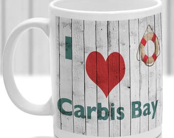 Carbis Bay mug, Gift to remember Cornwall, Ideal present,custom design.