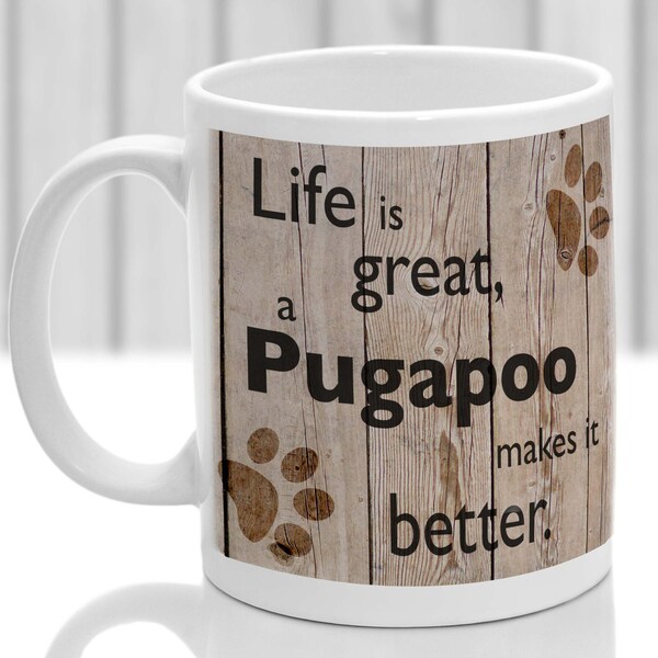 Pugapoo mug, Pugapoo gift, dog breed mug, ideal present for dog lover