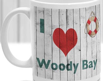 Wood Bay mug, Gift to remember Devon, Ideal present,custom design.