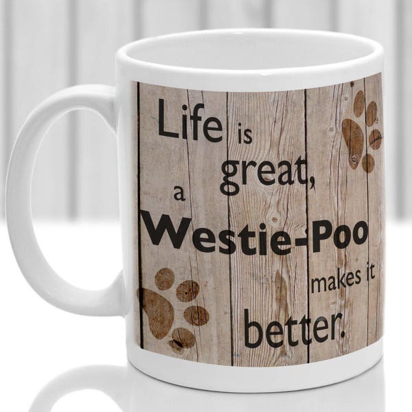Westie-Poo Mug Westie-Poo Gift, dog breed mug, ideal present for dog lover