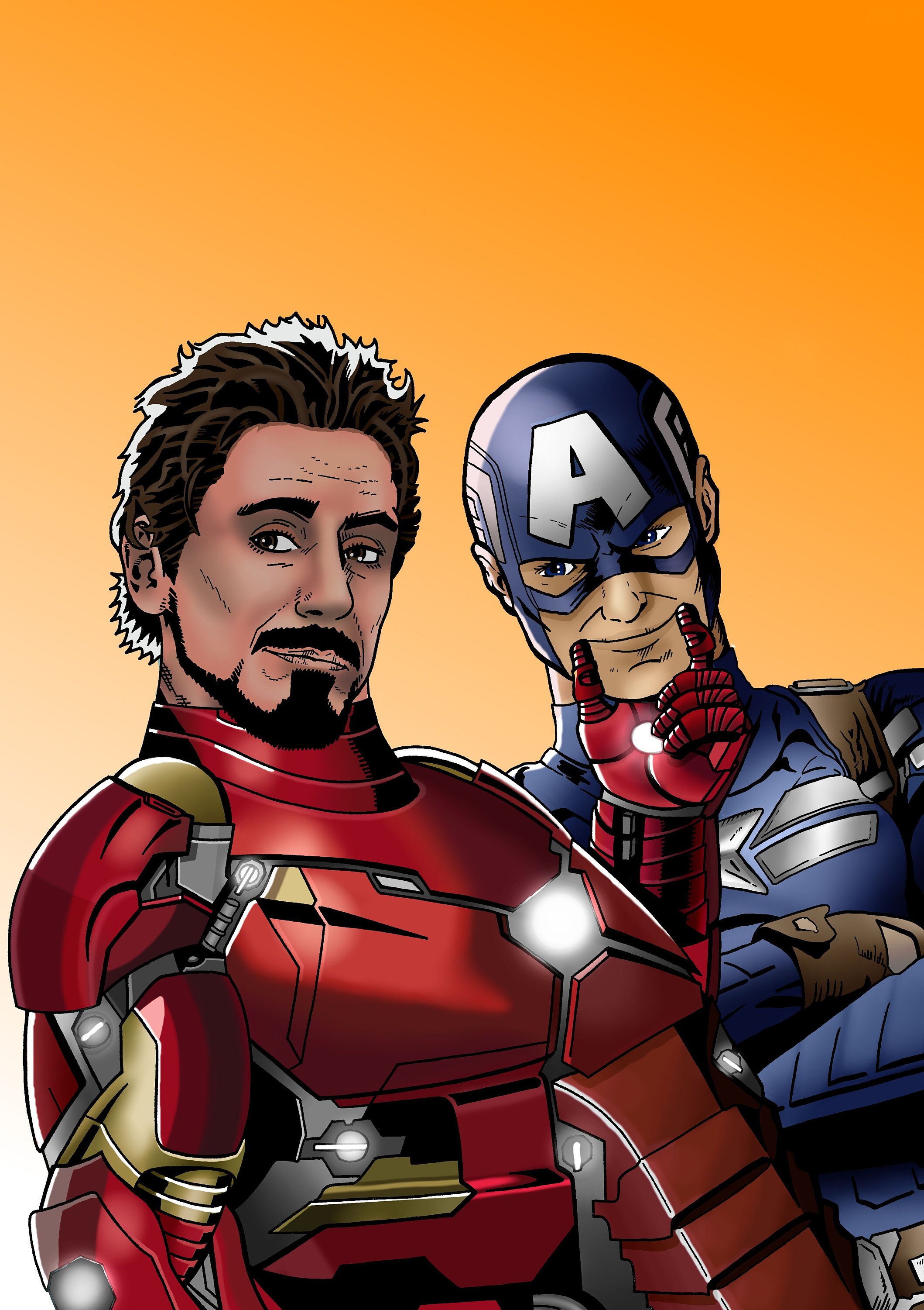 Captain America Iron Man Art Print Etsy
