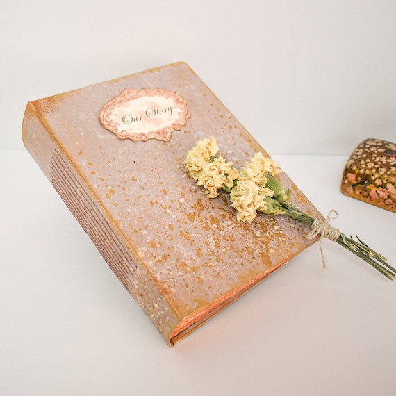Photo Guestbook Album Wedding Guest Book Taupe and Gold Ready to Ship 8.5x6.5 inches