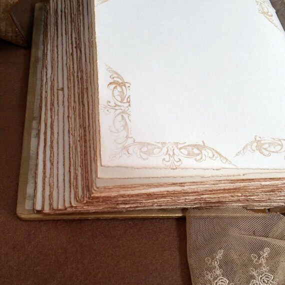 Photo Guestbook Album Wedding Guest Book Taupe and Gold Ready to Ship 8.5x6.5 inches
