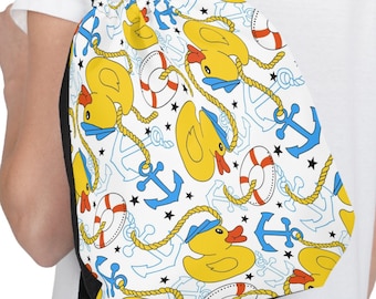 Cruise Duck Drawstring Bag:  Cute and Convenient Cruise Accessory | Cruise Duck Hunter | Here for the Ducks | Duck Carry Bag | Duck Tags