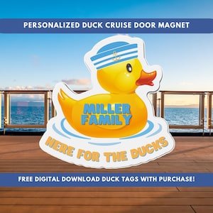 Personalized Cruise Door Magnet: Here for the Ducks | Fun Duck-themed Decoration | Family Cruise Door Decorations | Cruise Cabin Door