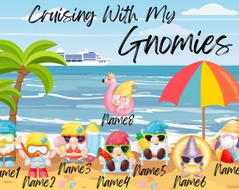 Custom Cruising With My Gnomies Magnet | Funny Cruise Door Magnet | Family Cruise Door Decor | Gnome Cruise Magnet for Door | Personalized