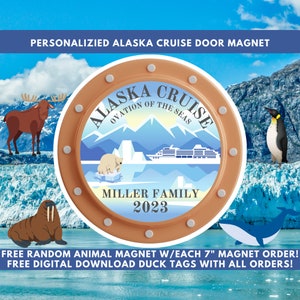 Alaska Cruise Ship Cabin Door Magnet | Alaska Cruise theme Decor | Family Cruise Door Decorations |  Alaska magnet | Free Cruise Duck Tags