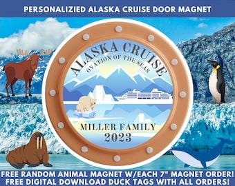 Alaska Cruise Ship Cabin Door Magnet | Alaska Cruise theme Decor | Family Cruise Door Decorations |  Alaska magnet | Free Cruise Duck Tags