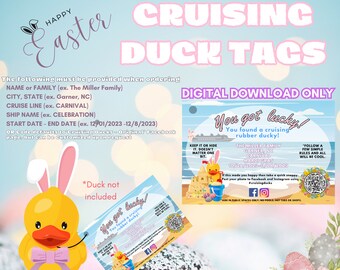 Personalized Easter Cruise Duck Tags: Customizable Digital Download for Cruise Duck Lovers | Cruise Duck Tags | Easter Bunny | Easter Egg