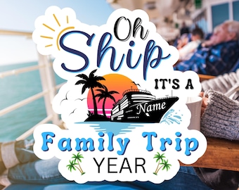 Oh Ship It's A Family Trip Cruise Door Magnet | Family Cruise Decor | Family Cruise Magnet for door | Family Group Cruise Magnet